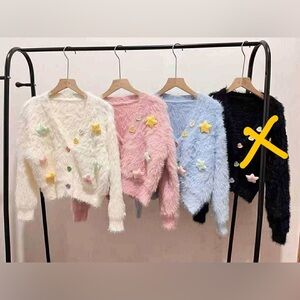 Cozy Multicolor Star Embellished Women Sweater